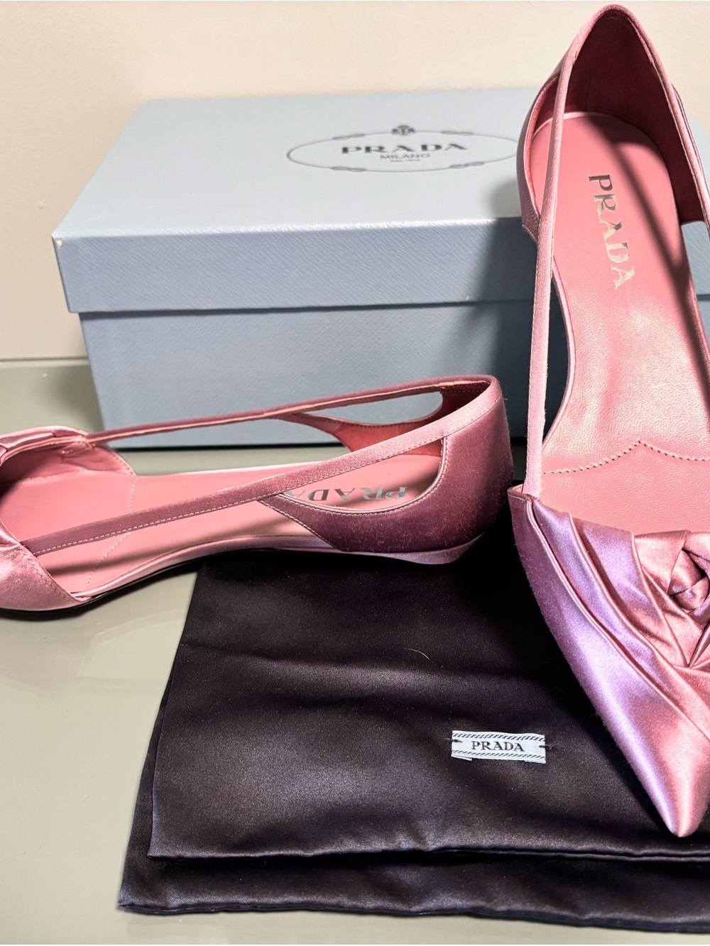 Prada Pink Satin Pointed-Toe D'Orsay Heels